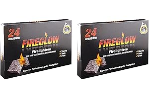 Tiger Tim Fireglow 48 Cubes Firelighters Superior Lignite Mess-Free Safe Odourless Instant Fire Starters for Wood Burners Barbecues Stoves Grills Campfires