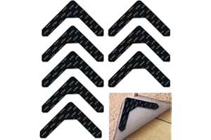 WOLMIK Rug Grippers - 8 PCS Anti Curl Corner Grippers for Laminate, Wooden, Tiled Floors, Carpet Rug Corner Tape Grippers with Strong Grip Technology, Stops Rug from Curling and Slipping