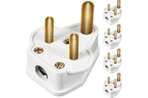 FRIENDA 5 Amp Round Pin Plugs Mains 3 Pin Lighting Plugs for Stage Lighting Lamp (5, White)