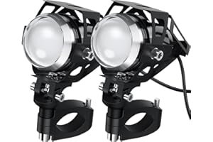 PROZOR Faros Delanteras de Motocicleta con Interruptor y Fusible 15W 3000LM Faros Auxiliares Antiniebla Moto 2PCS 3 Modos CREE U5 Foco LED Faro Auxiliares para Motocicleta