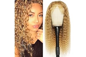 Tuheerst Curly Wave Human Hair Wig Parrucca Donna Capelli Veri Umani Blonde Remy Hair 4X4 Lace Glueless Wear and Go Pre Bleached Knots with Baby Hair for Woman 30 Inch
