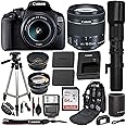 Canon EOS 2000D Rebel T7 Digital SLR Camera w/ 18-55mm Lens Kit (Black) with Canon EF 75-300MM Lens, SanDisk 64gb Card