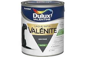 Dulux Valentine Peinture Laque Valénite Glycéro multisupport intérieur-extérieur – Grande résistance pour boiseries et ferronneries - aspect Satin Gris Foncé 2L