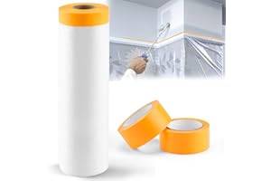 HONGTAISHENG Plandeka dachowa, 180 cm x 25 m ręczniki malarskie razem 2 rolki 24 mm x 10 m taśma papierowa, plastikowa taśma papierowa malarska do malowania mebli