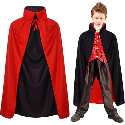 Capa Reversible Con Capucha Para Disfraz – Negro Y Rojo, Poliéster, Largo Completo, Ideal Para Halloween, Vampiro, Bruja O Fiestas De Máscaras Capa Reversible Con Capucha Para Disfraz – Negro Y Rojo, Poliéster, Largo Completo, Ideal Para Halloween, Vampiro, Bruja O Fiestas De Máscaras