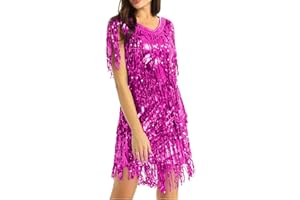 Kvysinly Womens Sequins Tassel Dance Dress 1920s Flapper Fringe Dress Salsa Tango Samba Ballet Dance Wear