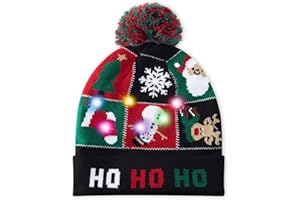 TUONROAD Nowość czapki świąteczne LED świecące Boże Narodzenie dzianinowa czapka unisex urocze ciepłe czapki fantazyjne przebranie zima śnieg czapka brzydkie święta festiwal impreza prezent dla kobiet mężczyzn dzieci