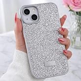 Coverzone iPhone 13 ile Uyumlu Elmas Desen Taşlı Kılıf &ndash; 2 mm Kamera &Ccedil;ıkıntı Koruma, Işıltılı L&uuml;ks Şık Darbe Emici Kapak G&uuml;m&uuml;