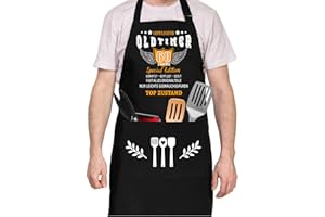 Tarklanda Grillschürze 60 Geburtstag Mann Geschenk lustig Kochschürze Baumwolle Küchenschürze Geschenkideen Grillschürze Schwarz Schürze Geschenk für Männer zum 60. Geburtstag, Grillparty