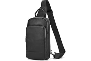 newsbirds Leder Brust Tasche Männer Leder Umhängetasche Business Freizeit Crossbody Tasche Reise Arbeit kleine Handtasche, 9339 Schwarz