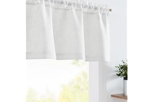 TOPICK Zazdrostka, przezroczysta, z woalu, firanka bistro, gaza, krótka, do kuchni, salonu, dworkowego, 1 sztuka, 130 x 40 cm (szer. x wys.), biała