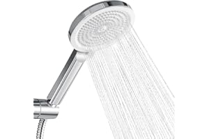 Auralum Soffione Doccia, Anticalcare Alta Pressione, Doccino per Doccia Grande 127mm con 4 Modalità, Doccetta con Ugello in Silicone Autopulente, Telefono Doccia in ABS Cromato, Cromato/Bianco