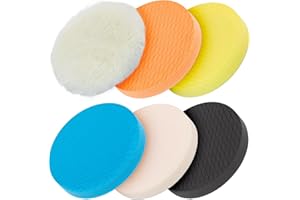Autolock Almohadillas de pulido de 7 pulgadas, 6 unidades, 180 mm, cara para placas de respaldo de 7 pulgadas, esponja y almohadillas de lana, kit de almohadillas de pulido para pulir, pulir y encerar