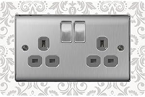 the sticker studio ltd Double Light Switch/Socket Surround Acrylic Finger Plate Damask Dsr9
