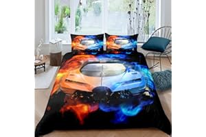 LOUSSIESD Set di biancheria da letto per auto sportive per bambini di lusso Yin Yang Race Car Bedding Set Comforter copertura Cool Speed Racing Car copripiumino collezione camera da letto 2 pezzi singolo