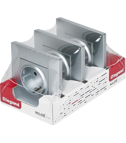 Interrupteur Double Legrand Niloé Step - 10AX, Couleur Aluminium - Bornes Automatiques, Installation Encastrée Facile - 2