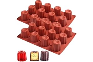 YXHZVON 2 Pièces Moule Silicone Mini Cannelé 12 Cavité, Antiadhésifs Moule a Chocolat, Moules à Gâteau en Silicone pour Chocolat, Gelée, Pudding, Mousse(Rouge)