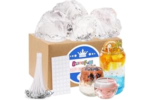 Blingfun Cera in Gel per Fare Candele - 4 Barattoli di Cera Gel, 50 Stoppini + 50 Adesivi - Kit per Candele Artigianali Profumate Fai da Te - Ideale per Creare Candele Trasparenti e Decorare