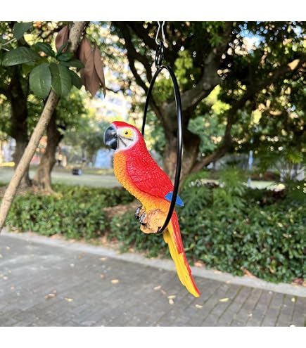 Fafajoy Papageien-Statue Zum Aufhängen – Gartendeko Aus Kunstharz, Handbemalt (28x13 Cm)