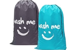 JINMINAMZ Sacchetti Viaggio Sacchetti Lavatrice Facile Da Trasportare, Grande Capacità, Adatta Per Viaggi, Campeggio, Bagno, Casa o Dormitorio Borsa Portabiancheria In 2 Pezzi (Blu + Grigio)