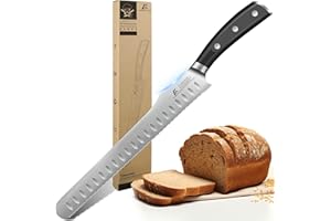 CoquusAid Bread Knife for Homemade Bread, 10.6 Inch Multifunction Serrated Knife, Razor Sharp Slicer, Forged High Carbon German Steel, Full Tang Ergonomic Handle Design for Sourdough Turkey Fruit