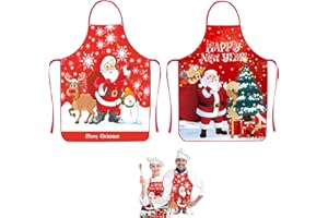 YISKY Grembiule Natalizio Cucina, 2 Pezzi Grembiule Natalizio Divertente, Grembiuli Cucina Natale, Grembiuli Rossi di Natale, Grembiule Natalizio Unisex, Grembiule da Cucina, per Cucina Festa di Natale