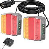 AUTOUTLET 2 x Rear Lights for Trailers, Trailer Lighting 7.5 m | 7.5 m Cable with License Plate Light, Screw Mount, Rear Ligh