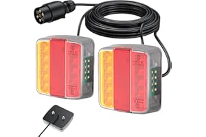 AUTOUTLET 2X Luces Traseras para Remolques, Iluminación del Remolque, Cable 7,5m con Luz de Matrícula, Montaje de Tornillos, Luz Trasera 12V 18 LED para Camión, Remolque, Van Caravan Homologado