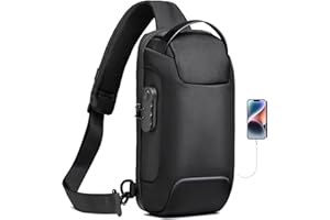 SPAHER Antykradzieżowa Torba na Klatkę Piersiową Torba na Ramię Męska Wodoodporna z Portem Łdowania USB Torba Listonoszki Biznesowa Crossbody Sling Bag do Pracy i Szkoły