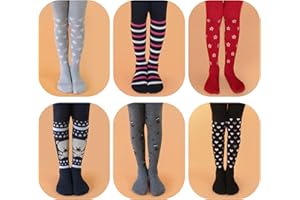 LiKing Collants Filles, 6Pièces Enfants Filles Avec Motif Imprimé Collants en Coton 2-10 Ans