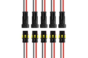 Leucasa 5 Pares 2 Pines Conectores Electricos Rapidos Conector Electrico Impermeable Empalmes Cables Electricos para Barcos, Motos, Scooters, Coches, Camiones y Otras Conexiones de Cables