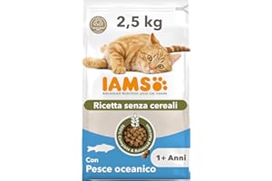 IAMS Cibo per gatti senza cereali con pesce - Alimenti secco per gatti adulti da 1 anno, 2,5 kg