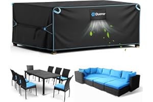 Duerer Garden Furniture Covers Waterproof 420D Outdoor Patio Furniture Cover 280 x 210 x 71cm, for Furniture Set, Sofa, Table and Chair Set Cover, Anti-UV Rain Snow Dust Wind-Proof with Air Vent