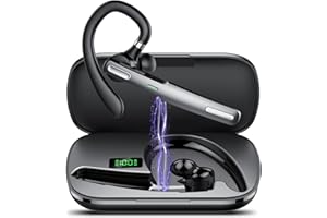 HENDARI Bluetooth Headset V5.3 mit Dual Mic Geräuschunterdrückung, 100H Stunden Sprechzeit, Headset Kabellos mit LED Ladecase, In-Ear Headset Handy mit für Autofahren/Business/Büro