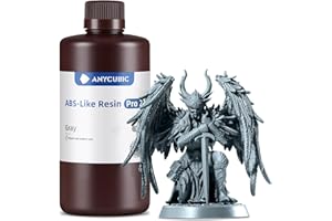 ANYCUBIC ABS-Like Resin Pro 2 pour Imprimante 3D LCD, Haute Précision et Faible Odeur, Résine Photopolymère UV 405nm, Compatible LCD/DLP (Gris, 1kg)