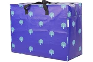 Sorti Enormous Jumbo XL Clothing Toys Home Laundry Storage Bag Made From Recycled Material. Really Big Extra Deep Massive Blue Tree Pattern Bag. 128 Litres. 54 x 74 x 32 cm.