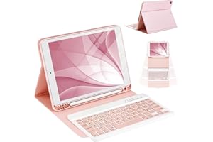 CC Store Custodia Tastiera per iPad 10.2 9th 2021/ 8th 2020/ 7th 2019, iPad Air 3 10.5" 2019, iPad 10.5 2017, Tastiera magnetica staccabile con collegamento Bluetooth, Rosa