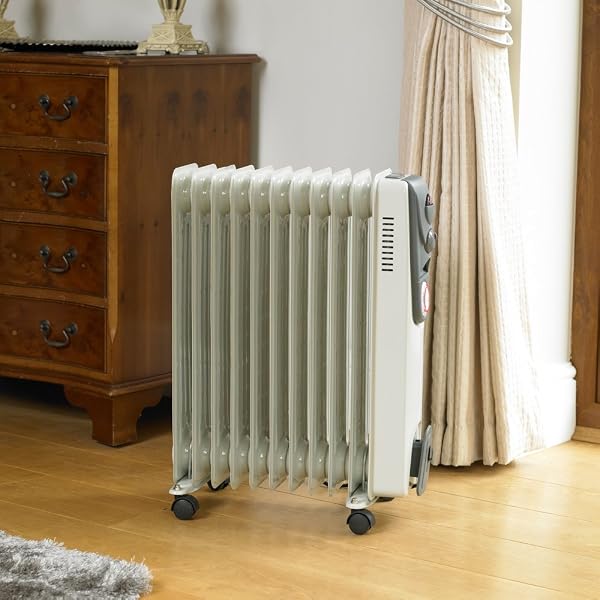 Limitless 2500W White 11 Fin Oil Filled Radiator with Timer Electric Heater  : Amazon.co.uk: DIY u0026 Tools