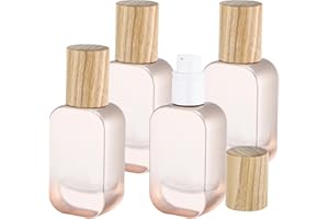 ‎SEGBEAUTY Segbeauty Reise Shampoo Behälter, 4 Stück 30ml Pumpspender Creme, Leer Kleine Glasflaschen aus Glas, mit Holzdeckel, Tragbarer und Nachfüllbar (Silber)