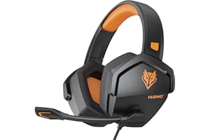 NUBWO N16 Gaming Headsets for Xbox, Ps5, Ps4, PlayStation, PC, Switch, Mac - Over Ear Headphones with Microphone, Stereo Sound, Wired Xbox Headet with 3.5mm Audio Jack (Black Yellow)