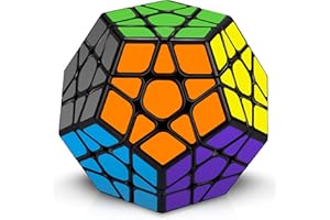 JQGO Megaminx Speed Cube, 3 x 3 Dodecahedron velocità cubo magico cubo con adesivo in PVC per bambini e adulti, facile da girare e lisciare Speedcube (nero)