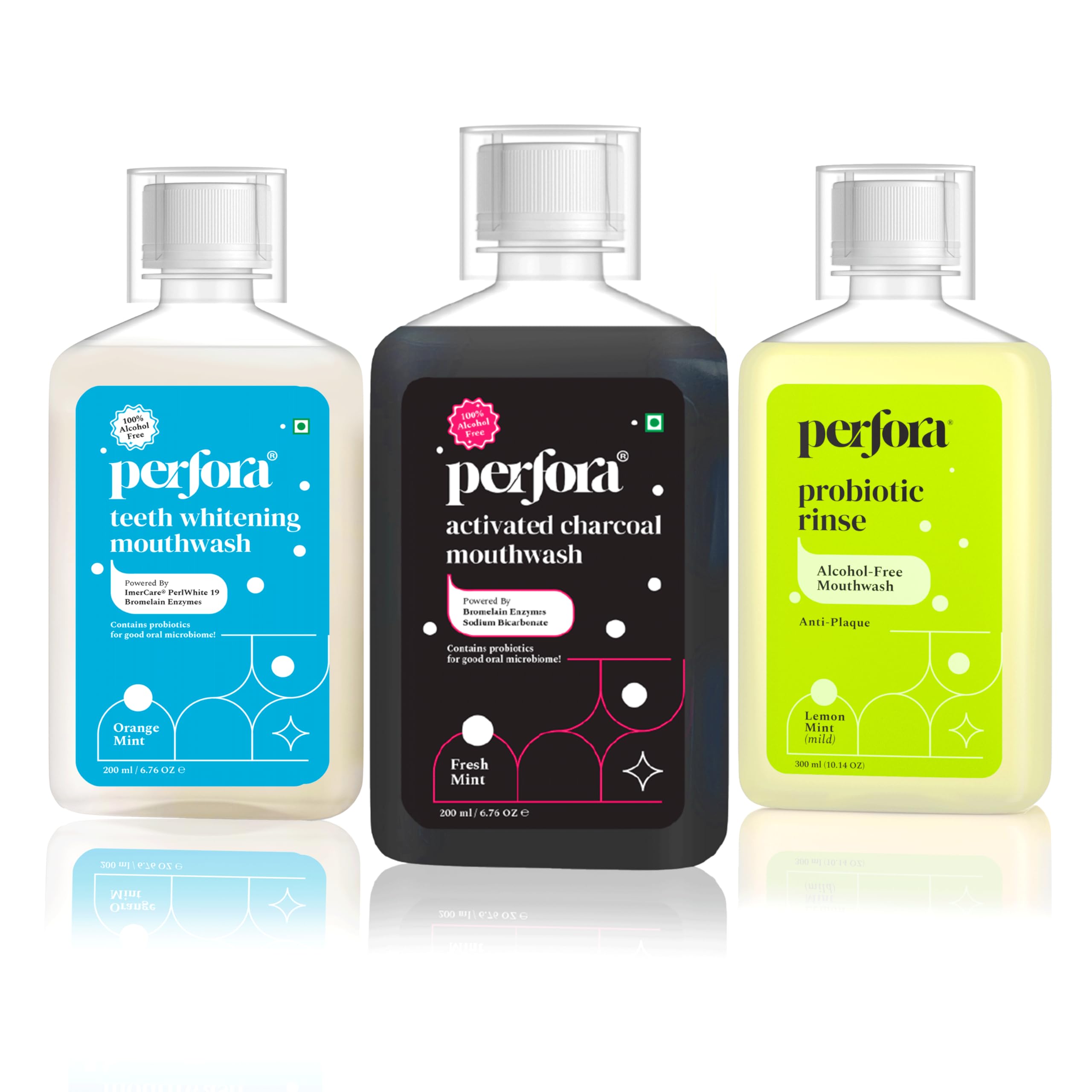 Perfora Mouthwash For Oral Care (600ml) - Buy 2 Get 1 Free | Alcohol-Free Mouth Wash Liquid With Probiotics, Hyaluronic Acid,