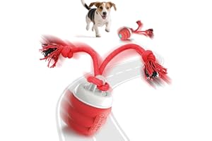 FLERDMAU Jouet pour Chien Interactif – Balle Interactive Chiens, Jouet pour Chiot Occupation, Balle pour Chien Intelligent Rechargeable Jouets pour Chiot avec Ficelle (Rouge)