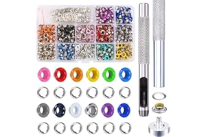 NACTECH 540 Set Occhielli in Metallo 5mm 12 Colori Grommet Occhielli Colorati per Scarpe Vestiti Strumento Occhiello Metallico Rondelle per Borse Fai Da Te Abbigliamento