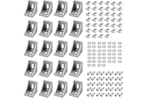 EYPINS 3030 Séries 20 PCS Equerres de Fixation 35*35*28mm Pour Profilé à Rainure de 8mm Corniere Raccord en Aluminium Support Joint à Angle Droit Connecteur d'Angle avec Boulons de Fixation M6*12mm