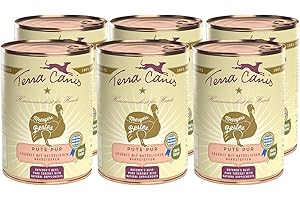 Terra Canis Pure Dinde avec cœur & Foie de Dinde - Nourriture Humide Metzgers Bestes, 6x400g I Aliments pour Chiens 1re qualité 100% aux Standards de l’Alimentation Humaine I Riche & sans céréales