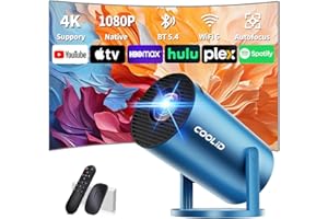 COOLID 【App Integrada】 Mini Proyector Soporte 4K 1080P con 5G WiFi 6 y Bluetooth 5.4 2026 Upgraded Proyector Portátil con Corrección Trapezoidal Automática 270° Giratorio TV Stick/USB/PS5/Con Ratón,Azul