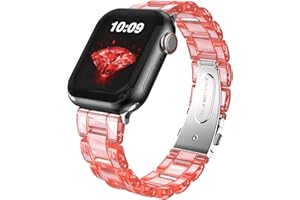 HALLEAST Women Clear Resin Strap for Apple Watch Shining Resin Straps 38mm 40mm 41mm 42mm 44mm 45mm 49mm, Stylish Bracelet Link Band Compatible with Apple Watch Ultra SE Series 8 7 6 5 4 3 2 1