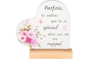 SVALOR Cadeau Anniversaire Femme, Plaque Acrylique Gaufrée, avec Socle en Bois, Personnalisé Cadeau Femme, Cadeau pour Femme en Forme de Coeur, pour Amis, Soeur, Maman etc.