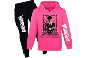 DROLA Wednesday Hoodie+Pantalon Sets,Costume d'hiver Homewear Casual Regular Hoodie pour garçon et fille cadeau